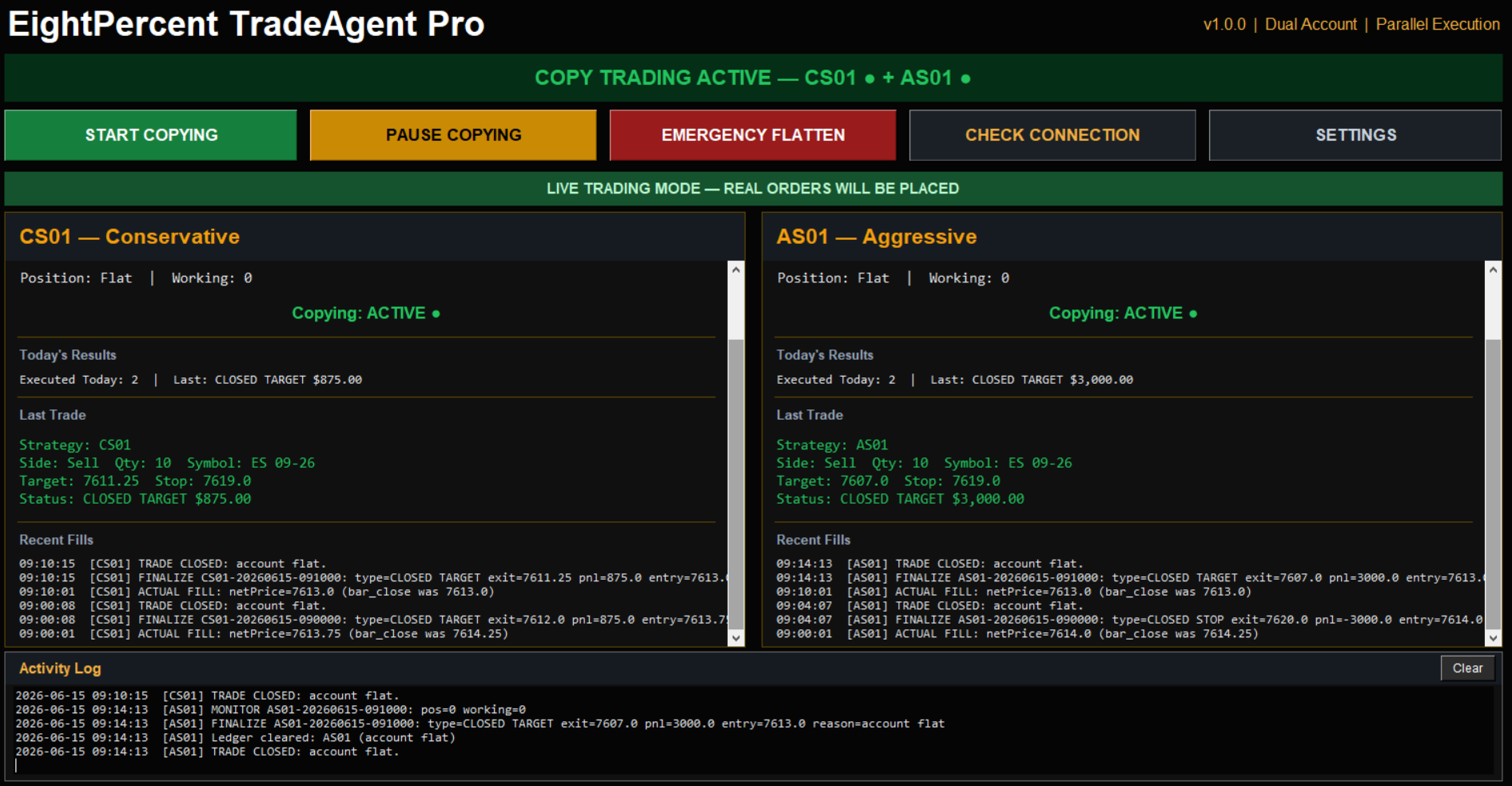 EightPercent Trade Engine Pro Application Interface
